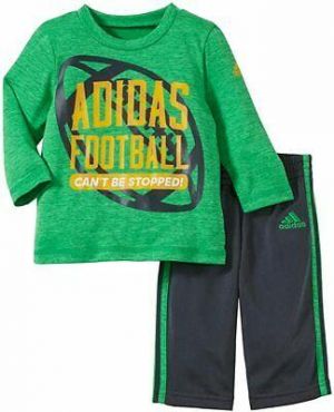 מאמאדו - כל מה שאמא צריכה הלבשה    Adidas Football Baby Outfit Athletic Shirt and Pants Set Green Size 3 Months New