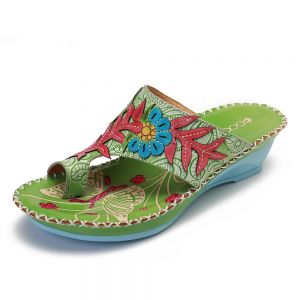 מאמאדו - כל מה שאמא צריכה הנעלה Socofy Large Size Women Floral Retro Clip Toe Slippers