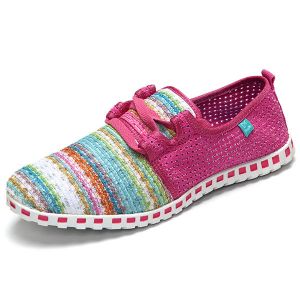 מאמאדו - כל מה שאמא צריכה הנעלה Rainbow Stripes Breathable Mesh Slip On Athletic Shoes Walking Casual Shoes
