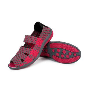 מאמאדו - כל מה שאמא צריכה הנעלה Women Summer Elastic Knit Leisure Shoes Flat Knit Sandals Round Toe Shoes