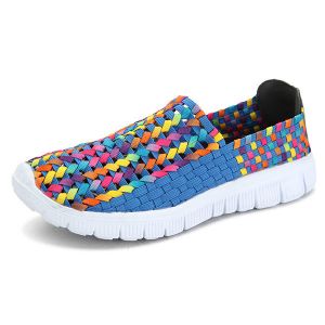 מאמאדו - כל מה שאמא צריכה הנעלה Big Size Women Summer Breathable Sneakers Knit Flat Athletic Shoes Colorful Shoes