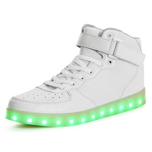 מאמאדו - כל מה שאמא צריכה הנעלה Unisex USB LED Light Lace Up Shoes High Top Luminous Sportswear Couple Sneakers