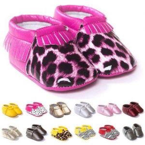 מאמאדו - כל מה שאמא צריכה נעלי תינוקות  0-12 Months Baby Infant Toddler Tassel Leather Crib Shoes Moccasin Loafers Soft Leopard