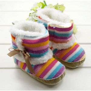 מאמאדו - כל מה שאמא צריכה נעלי תינוקות Baby Girls Toddler Velvet  Rainbow Soft Sole Boots Shoes