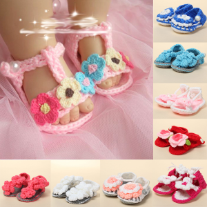 מאמאדו - כל מה שאמא צריכה נעלי תינוקות Baby Toddler Handmade Sandals Crochet Knit Flower Shoes