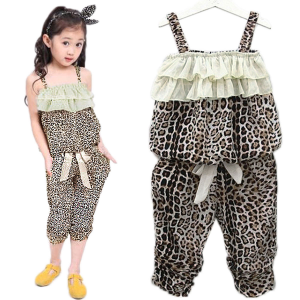 מאמאדו - כל מה שאמא צריכה תחפושות לתינוקות Baby Girls Leopard Clothes Sets Vest Pants Suits Outfits