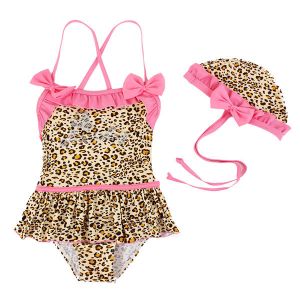 מאמאדו - כל מה שאמא צריכה תחפושות לתינוקות Children Baby Girls Leopard Bikini Kids Swimsuit Siamesed Swimwear
