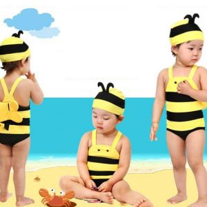 מאמאדו - כל מה שאמא צריכה תחפושות לתינוקות Children's Swimsuit Lovely Honey Bee Hot Spring Holiday Swimming suit Baby Swimwear