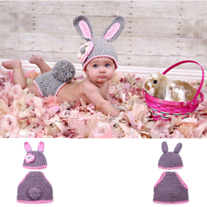 מאמאדו - כל מה שאמא צריכה תחפושות לתינוקות Cute Rabbit Baby Infant Crochet Costume Photography Prop Clothes