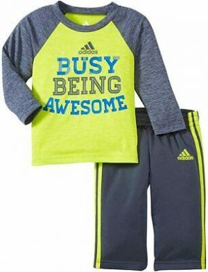 מאמאדו - כל מה שאמא צריכה הלבשה    Adidas Baby Busy Being Awesome Outfit Athletic Shirt Pants Set Size 3 Months New