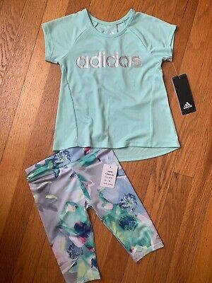    Adidas Baby Girl 24m Summer Outfit Ice Green Shirt & Leggings NWT