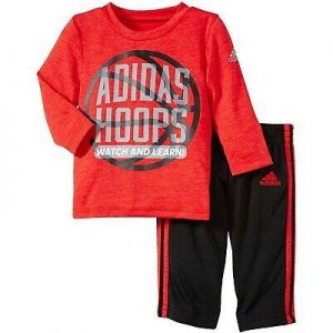    Adidas Basketball Baby Outfit Athletic Shirt and Pants Set Red Size 9 Months New