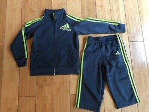    Adidas Baby Boys 2-Pc Jacket Pants Outfit Tracksuit ~ SZ 24M ~ Gray/Bright Yello