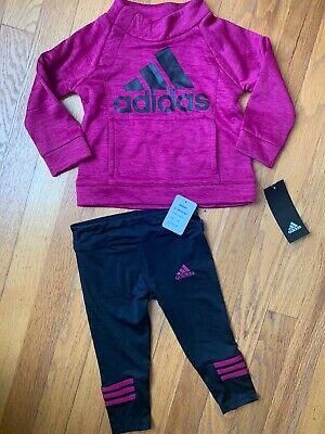    Adidas Baby Girl 12m Sweatshirt And Leggings Outfit Plum NWT
