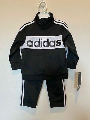    Adidas Black White LOGO Track Set Full Zip Baby Boy Size 18 Month NWT $42