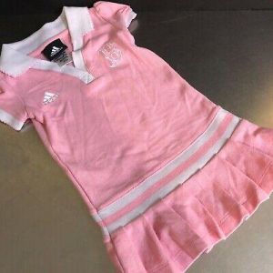    Adidas Boston Red Sox Baby Dress Size 2T Pink White Drop Waist Pleats MLB Logo