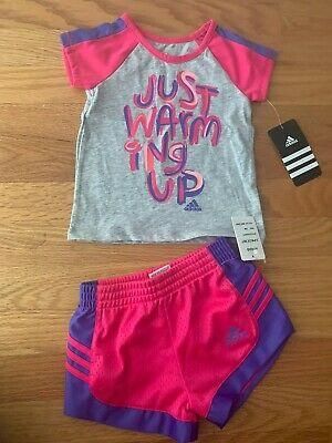    Adidas Baby Girl 12 M Summer Dhort Set Outfit Shorts & Shirt NWT