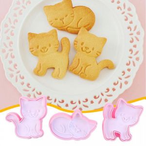 חותכנים לכריכים או לעוגיות בצורת חתולים חמודים - 3 חלקים בחבילה