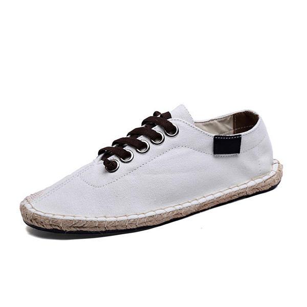 מאמאדו - כל מה שאמא צריכה הנעלה US Size 5-13 Women Shoes Fashion Canvas Straw Lace Up Flat Outdoor Casual Comfortable Loafer Shoes