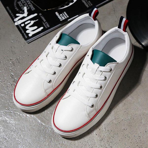 מאמאדו - כל מה שאמא צריכה הנעלה Unisex Lace Up Soft Sole Sport Sneakers Pure Color Casual Athletic Lover Shoes